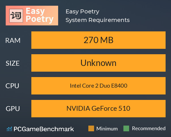 Easy Poetry System Requirements PC Graph - Can I Run Easy Poetry