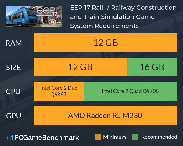 EEP 17 Rail- / Railway Construction and Train Simulation Game System Requirements PC Graph - Can I Run EEP 17 Rail- / Railway Construction and Train Simulation Game