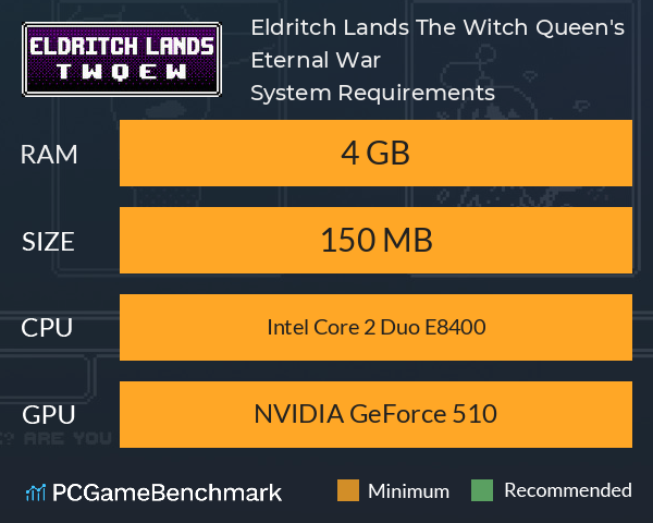 Eldritch Lands: The Witch Queen's Eternal War System Requirements PC Graph - Can I Run Eldritch Lands: The Witch Queen's Eternal War Eldritch Lands: The Witch Queen's Eternal War System Requirements PC Graph - Can I Run Eldritch Lands: The Witch Queen's Eternal War