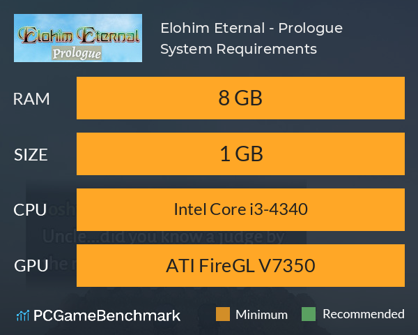 Elohim Eternal - Prologue System Requirements PC Graph - Can I Run Elohim Eternal - Prologue Elohim Eternal - Prologue System Requirements PC Graph - Can I Run Elohim Eternal - Prologue