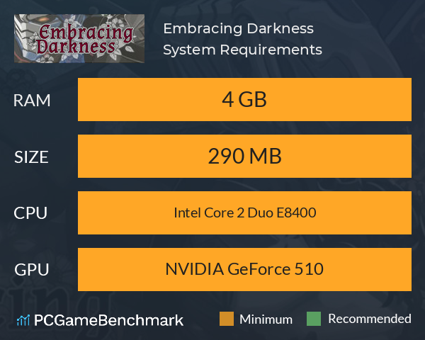 Embracing Darkness System Requirements PC Graph - Can I Run Embracing Darkness Embracing Darkness System Requirements PC Graph - Can I Run Embracing Darkness
