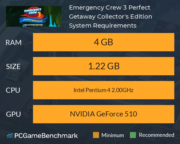 Emergency Crew 3 Perfect Getaway Collector's Edition System Requirements PC Graph - Can I Run Emergency Crew 3 Perfect Getaway Collector's Edition Emergency Crew 3 Perfect Getaway Collector's Edition System Requirements PC Graph - Can I Run Emergency Crew 3 Perfect Getaway Collector's Edition