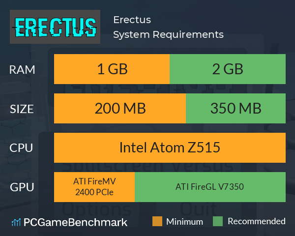 Erectus System Requirements PC Graph - Can I Run Erectus Erectus System Requirements PC Graph - Can I Run Erectus