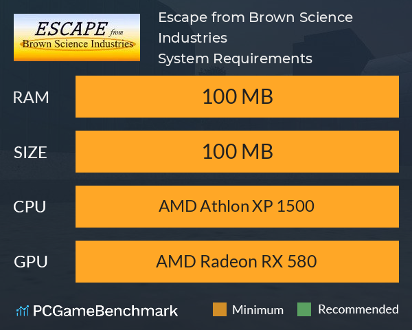 Escape from Brown Science Industries System Requirements PC Graph - Can I Run Escape from Brown Science Industries Escape from Brown Science Industries System Requirements PC Graph - Can I Run Escape from Brown Science Industries