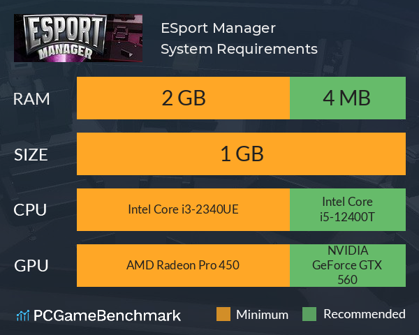 ESport Manager System Requirements PC Graph - Can I Run ESport Manager ESport Manager System Requirements PC Graph - Can I Run ESport Manager