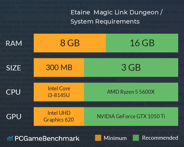 Etaine : Magic Link Dungeon / 伊泰恩:魔链迷宫 System Requirements PC Graph - Can I Run Etaine : Magic Link Dungeon / 伊泰恩:魔链迷宫 Etaine : Magic Link Dungeon / 伊泰恩:魔链迷宫 System Requirements PC Graph - Can I Run Etaine : Magic Link Dungeon / 伊泰恩:魔链迷宫