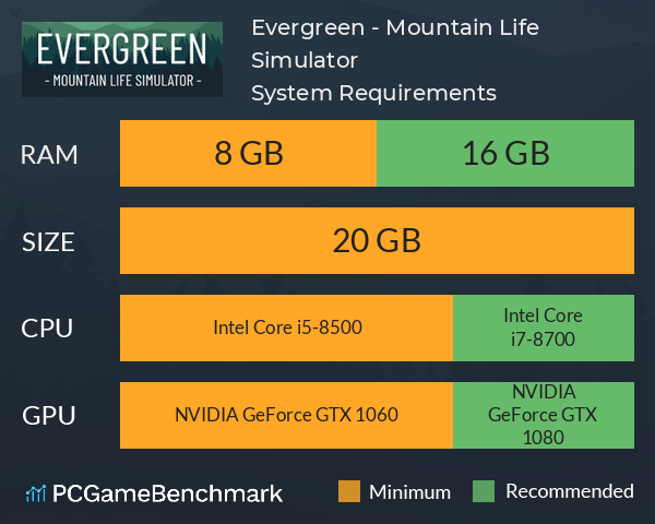 Evergreen - Mountain Life Simulator System Requirements PC Graph - Can I Run Evergreen - Mountain Life Simulator