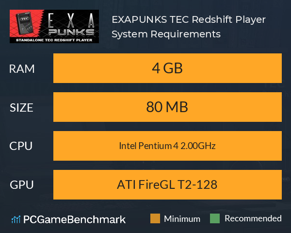 EXAPUNKS: TEC Redshift Player System Requirements PC Graph - Can I Run EXAPUNKS: TEC Redshift Player