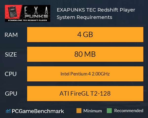 EXAPUNKS: TEC Redshift Player System Requirements PC Graph - Can I Run EXAPUNKS: TEC Redshift Player EXAPUNKS: TEC Redshift Player System Requirements PC Graph - Can I Run EXAPUNKS: TEC Redshift Player