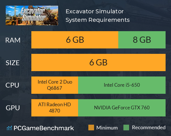 Excavator Simulator System Requirements PC Graph - Can I Run Excavator Simulator Excavator Simulator System Requirements PC Graph - Can I Run Excavator Simulator