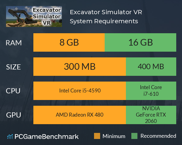 Excavator Simulator VR System Requirements PC Graph - Can I Run Excavator Simulator VR Excavator Simulator VR System Requirements PC Graph - Can I Run Excavator Simulator VR