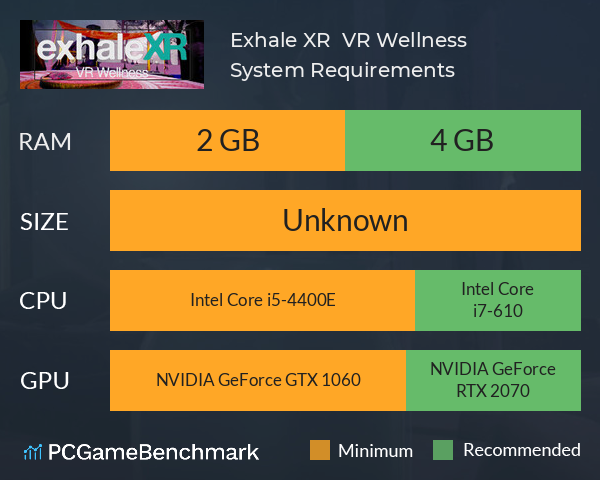 Exhale XR | VR Wellness System Requirements PC Graph - Can I Run Exhale XR | VR Wellness