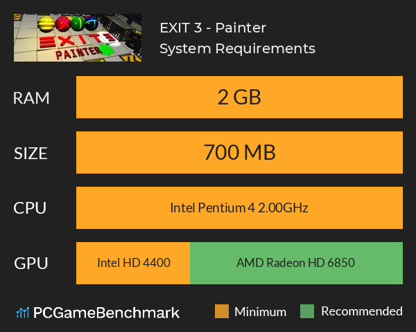 EXIT 3 - Painter System Requirements PC Graph - Can I Run EXIT 3 - Painter