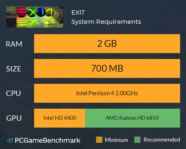 EXIT System Requirements PC Graph - Can I Run EXIT