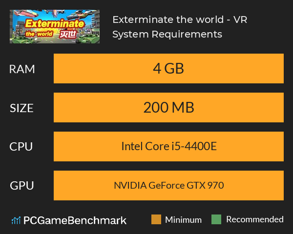 Exterminate the world - 灭世VR System Requirements PC Graph - Can I Run Exterminate the world - 灭世VR