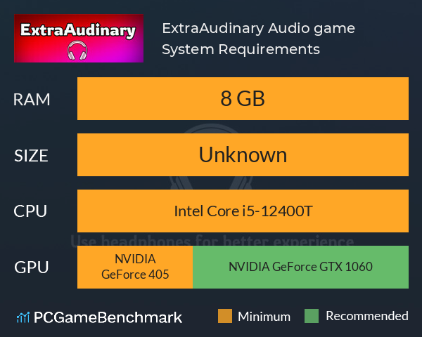 ExtraAudinary: Audio game System Requirements PC Graph - Can I Run ExtraAudinary: Audio game ExtraAudinary: Audio game System Requirements PC Graph - Can I Run ExtraAudinary: Audio game