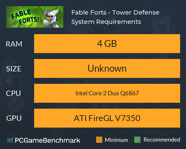 Fable Forts! - Tower Defense System Requirements PC Graph - Can I Run Fable Forts! - Tower Defense