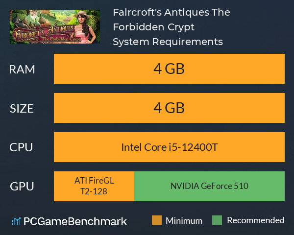 Faircroft's Antiques: The Forbidden Crypt System Requirements PC Graph - Can I Run Faircroft's Antiques: The Forbidden Crypt