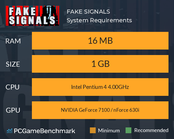 FAKE SIGNALS System Requirements PC Graph - Can I Run FAKE SIGNALS