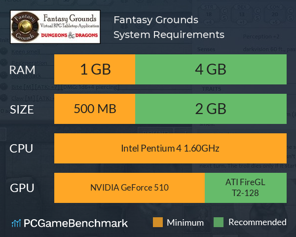 Fantasy Grounds System Requirements PC Graph - Can I Run Fantasy Grounds