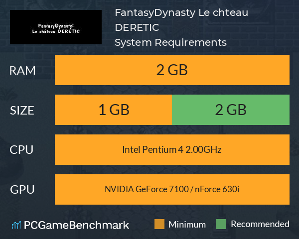 FantasyDynasty: Le château DERETIC System Requirements PC Graph - Can I Run FantasyDynasty: Le château DERETIC FantasyDynasty: Le château DERETIC System Requirements PC Graph - Can I Run FantasyDynasty: Le château DERETIC