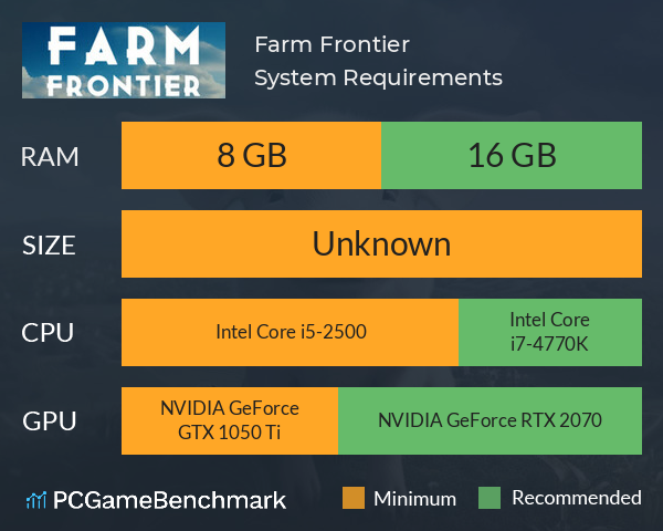 Farm Frontier System Requirements PC Graph - Can I Run Farm Frontier Farm Frontier System Requirements PC Graph - Can I Run Farm Frontier
