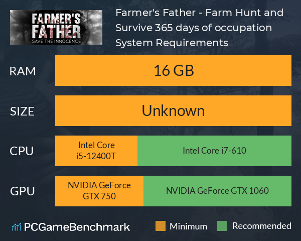 Farmer's Father - Farm, Hunt and Survive 365 days of occupation System Requirements PC Graph - Can I Run Farmer's Father - Farm, Hunt and Survive 365 days of occupation Farmer's Father - Farm, Hunt and Survive 365 days of occupation System Requirements PC Graph - Can I Run Farmer's Father - Farm, Hunt and Survive 365 days of occupation
