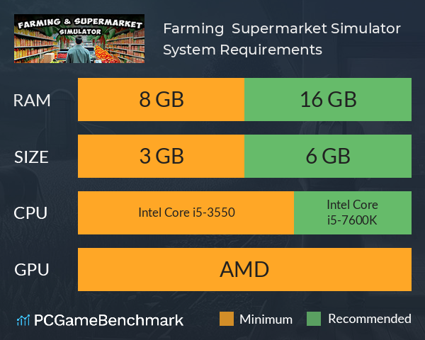 Farming & Supermarket Simulator System Requirements PC Graph - Can I Run Farming & Supermarket Simulator Farming & Supermarket Simulator System Requirements PC Graph - Can I Run Farming & Supermarket Simulator