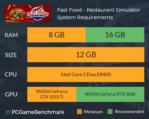 Fast Food - Restaurant Simulator System Requirements PC Graph - Can I Run Fast Food - Restaurant Simulator Fast Food - Restaurant Simulator System Requirements PC Graph - Can I Run Fast Food - Restaurant Simulator