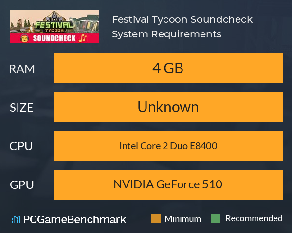 Festival Tycoon: Soundcheck System Requirements PC Graph - Can I Run Festival Tycoon: Soundcheck
