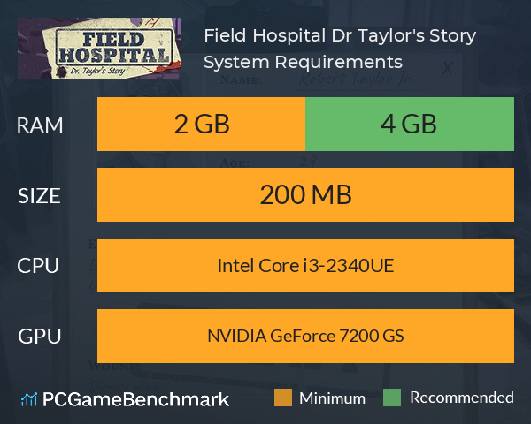 Field Hospital: Dr. Taylor's Story System Requirements PC Graph - Can I Run Field Hospital: Dr. Taylor's Story Field Hospital: Dr. Taylor's Story System Requirements PC Graph - Can I Run Field Hospital: Dr. Taylor's Story