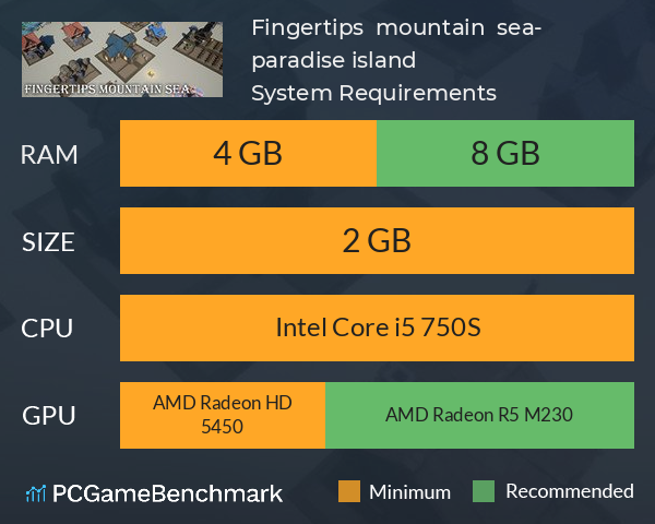 Fingertips  mountain  sea- paradise island System Requirements PC Graph - Can I Run Fingertips  mountain  sea- paradise island