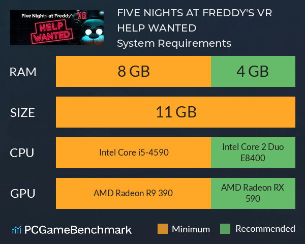 FIVE NIGHTS AT FREDDY'S VR: HELP WANTED System Requirements PC Graph - Can I Run FIVE NIGHTS AT FREDDY'S VR: HELP WANTED