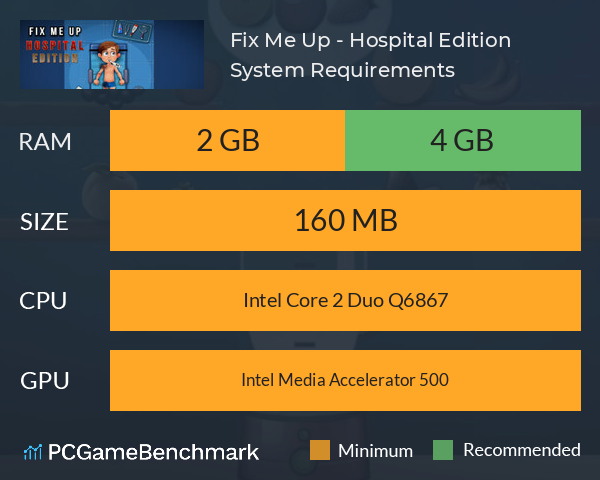 Fix Me Up - Hospital Edition System Requirements PC Graph - Can I Run Fix Me Up - Hospital Edition