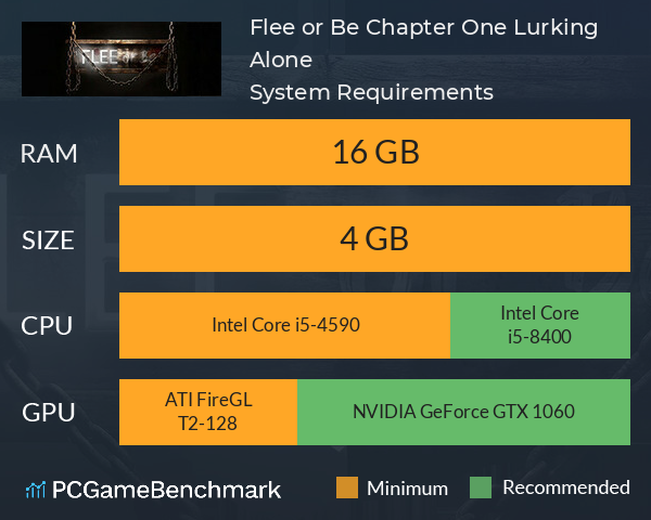 Flee or Be Chapter One: Lurking Alone System Requirements PC Graph - Can I Run Flee or Be Chapter One: Lurking Alone Flee or Be Chapter One: Lurking Alone System Requirements PC Graph - Can I Run Flee or Be Chapter One: Lurking Alone
