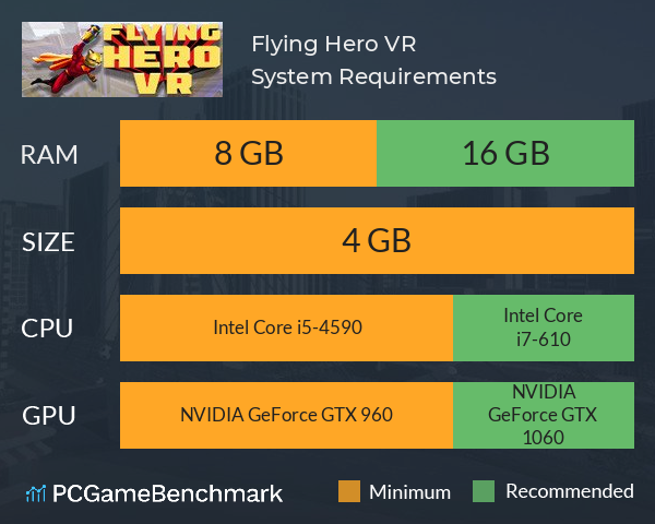 Flying Hero VR System Requirements PC Graph - Can I Run Flying Hero VR