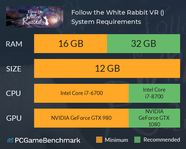 Follow the White Rabbit VR (화이트래빗) System Requirements PC Graph - Can I Run Follow the White Rabbit VR (화이트래빗) Follow the White Rabbit VR (화이트래빗) System Requirements PC Graph - Can I Run Follow the White Rabbit VR (화이트래빗)