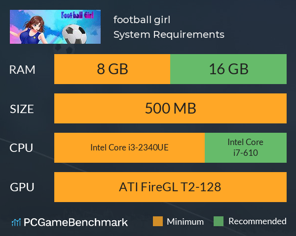 football girl System Requirements PC Graph - Can I Run football girl