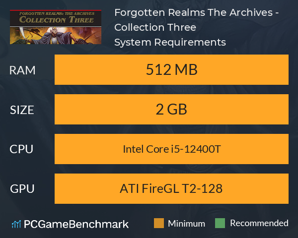 Forgotten Realms: The Archives - Collection Three System Requirements PC Graph - Can I Run Forgotten Realms: The Archives - Collection Three Forgotten Realms: The Archives - Collection Three System Requirements PC Graph - Can I Run Forgotten Realms: The Archives - Collection Three