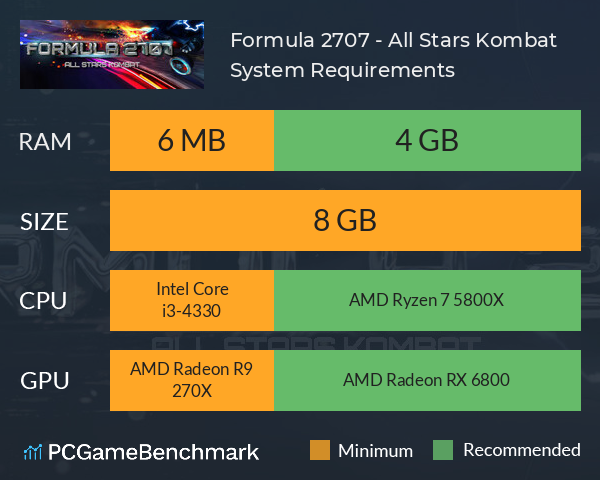 Formula 2707 - All Stars Kombat System Requirements PC Graph - Can I Run Formula 2707 - All Stars Kombat