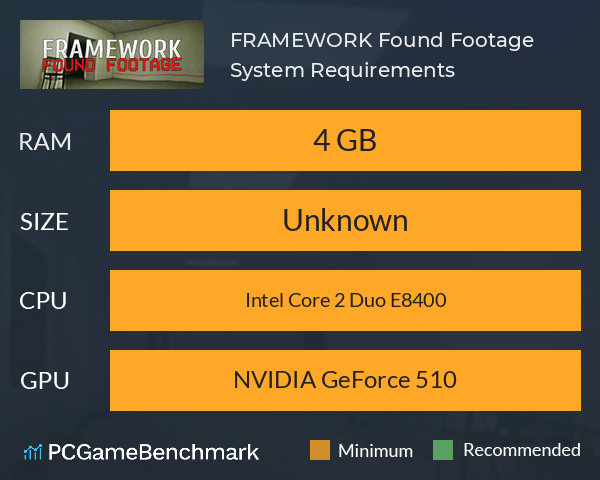 FRAMEWORK: Found Footage System Requirements PC Graph - Can I Run FRAMEWORK: Found Footage FRAMEWORK: Found Footage System Requirements PC Graph - Can I Run FRAMEWORK: Found Footage