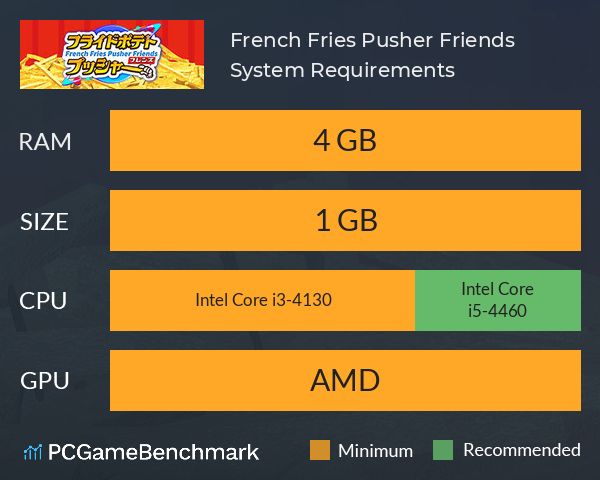 French Fries Pusher Friends System Requirements PC Graph - Can I Run French Fries Pusher Friends French Fries Pusher Friends System Requirements PC Graph - Can I Run French Fries Pusher Friends