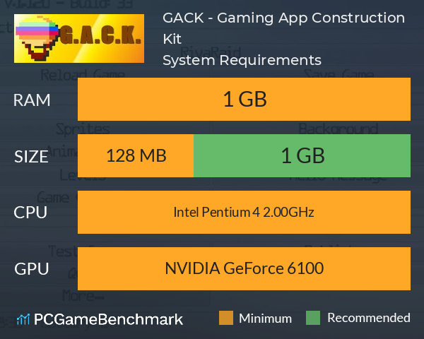 G.A.C.K. - Gaming App Construction Kit System Requirements PC Graph - Can I Run G.A.C.K. - Gaming App Construction Kit