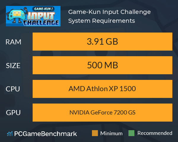 Game-Kun: Input Challenge System Requirements PC Graph - Can I Run Game-Kun: Input Challenge Game-Kun: Input Challenge System Requirements PC Graph - Can I Run Game-Kun: Input Challenge