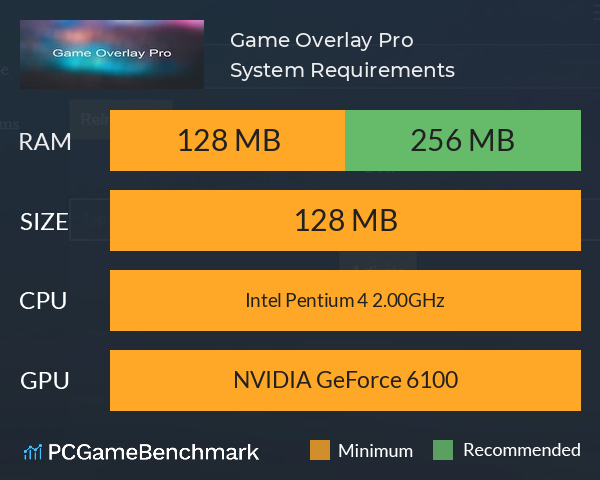 Game Overlay Pro System Requirements PC Graph - Can I Run Game Overlay Pro