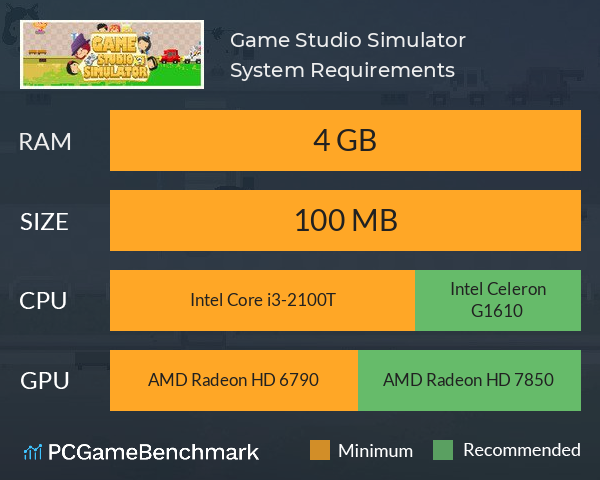 Game Studio Simulator（我要做游戏） System Requirements PC Graph - Can I Run Game Studio Simulator（我要做游戏）
