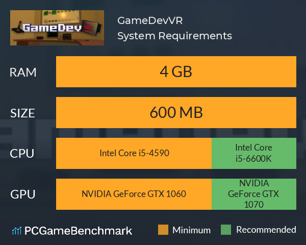 GameDevVR System Requirements PC Graph - Can I Run GameDevVR