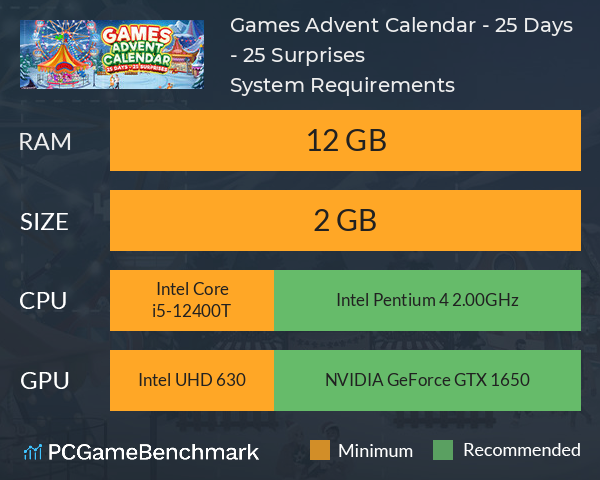 Games Advent Calendar - 25 Days - 25 Surprises System Requirements PC Graph - Can I Run Games Advent Calendar - 25 Days - 25 Surprises