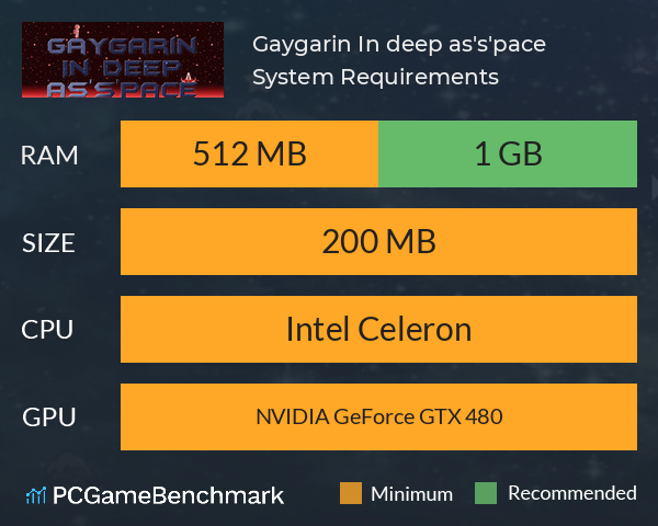 Gaygarin In deep as's'pace System Requirements PC Graph - Can I Run Gaygarin In deep as's'pace Gaygarin In deep as's'pace System Requirements PC Graph - Can I Run Gaygarin In deep as's'pace