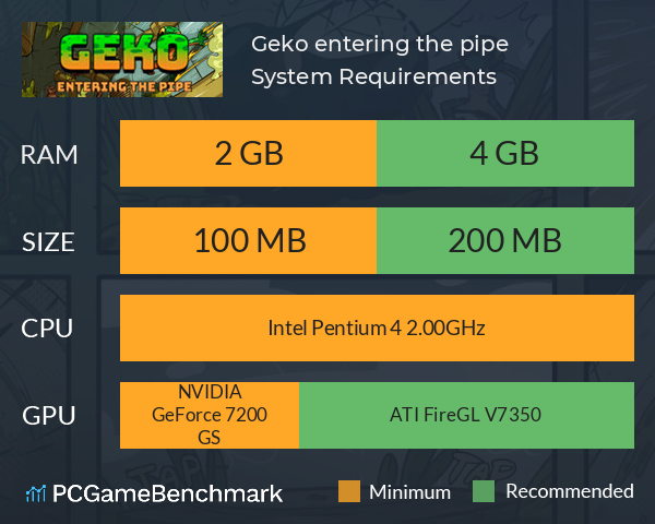 Geko: entering the pipe System Requirements PC Graph - Can I Run Geko: entering the pipe Geko: entering the pipe System Requirements PC Graph - Can I Run Geko: entering the pipe